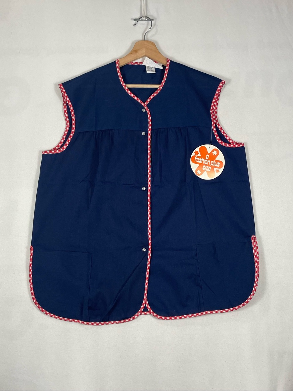 Vintage Izzy's Navy Pearl Snap Button Vest Red Trim Vest Made In USA Sz XL 1X